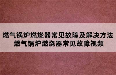 燃气锅炉燃烧器常见故障及解决方法 燃气锅炉燃烧器常见故障视频